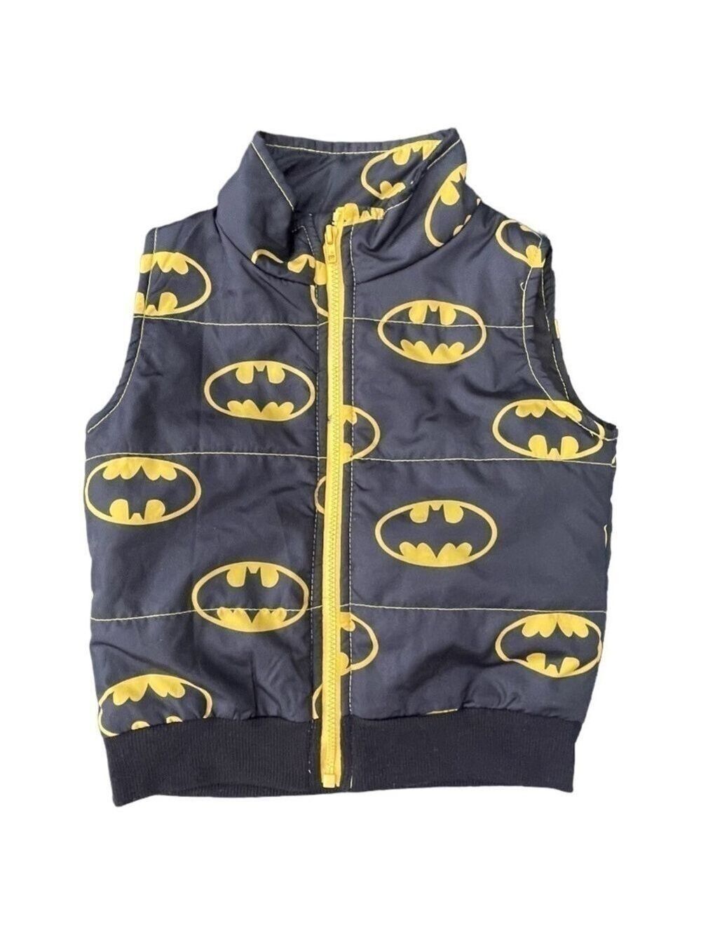Batman kids toddler boys puffy vest jacket Black yellow Sz XL kids